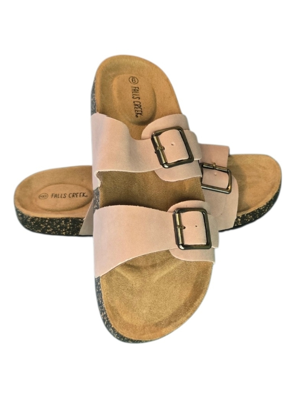 Falls Creek Women's Double Buckle Slide Sandals in Light Pink